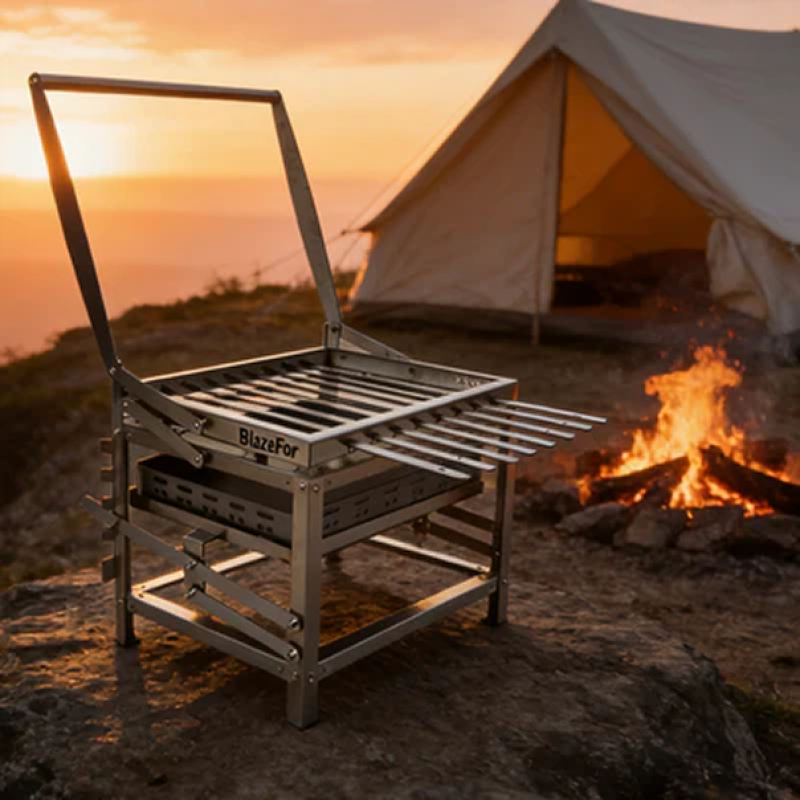 Adjustable Charcoal Rotating Grill
